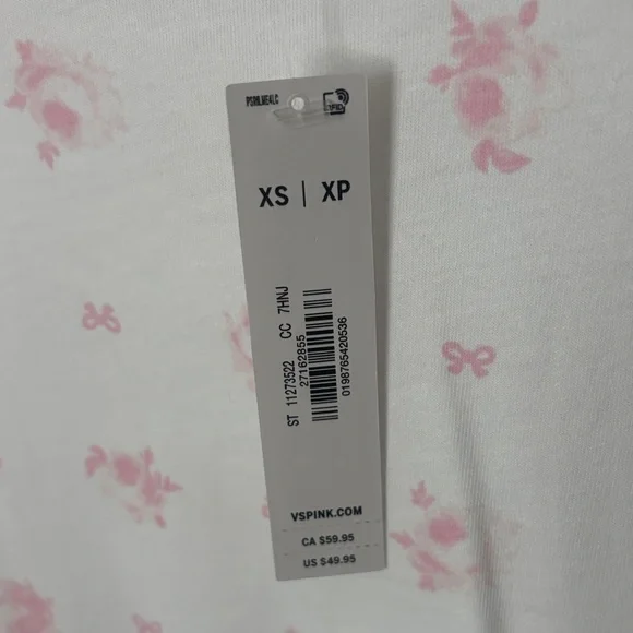 LoveShackFancy White Tee with Pink Metallic PINK Logo and Gold Accent - Picture 7 of 8